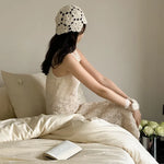 Bedding Set Cotton Satin Floral Embroidery 4-Piece