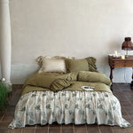 Bedding Set Cotton Satin Floral Embroidery 4-Piece Set