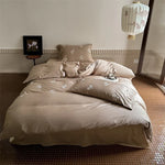 Bedding Set Cotton Satin Floral Embroidery Machine Washable