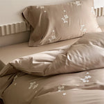 Bedding Set Cotton Satin Floral Embroidery Machine Washable