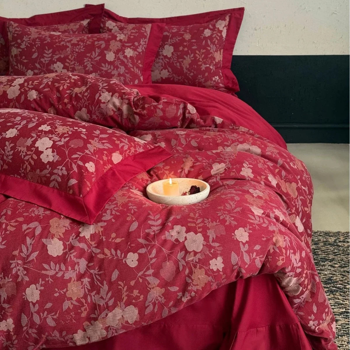Bedding Set Cotton Satin Floral Jacquard