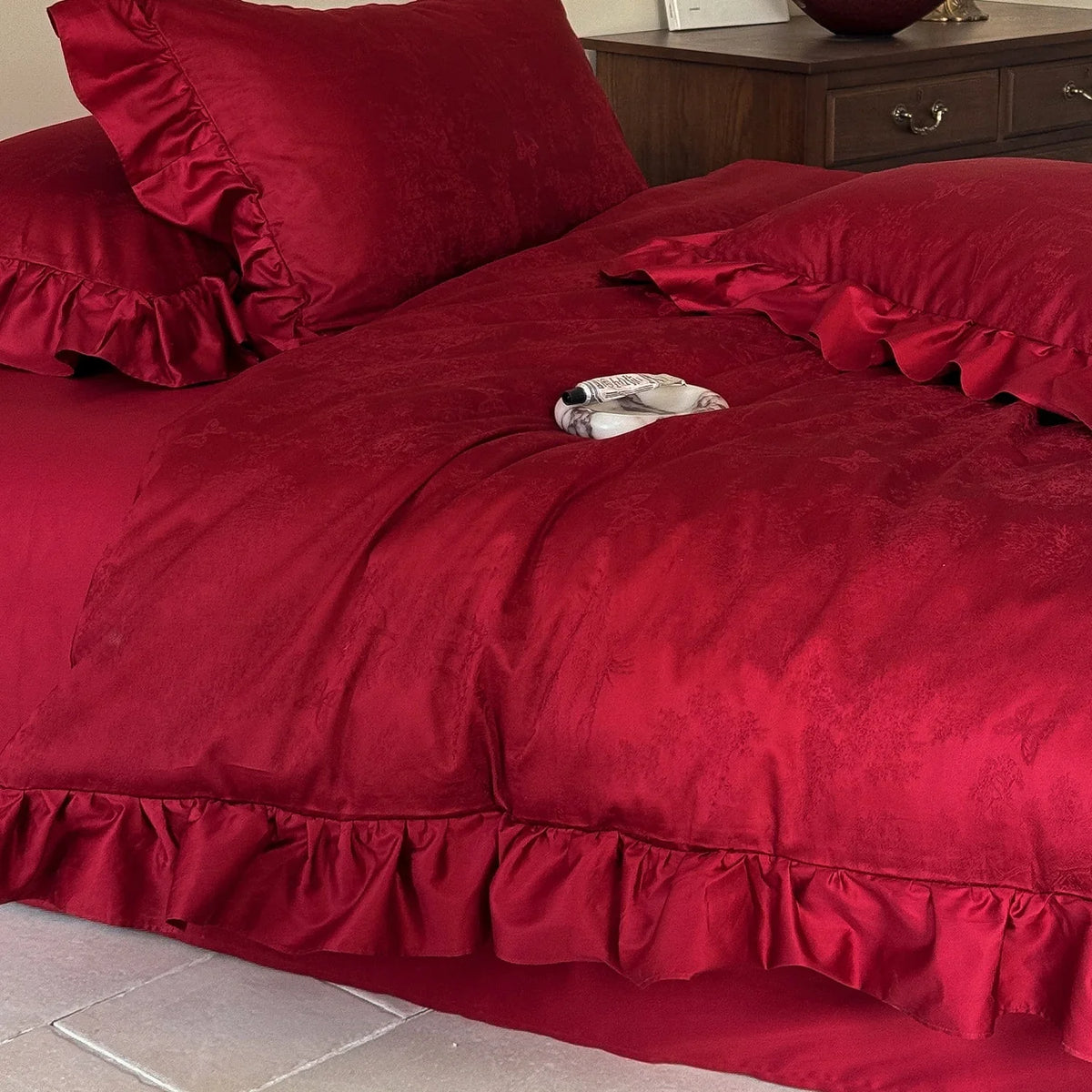 Bedding Set Cotton Satin Floral Jacquard 4-Piece