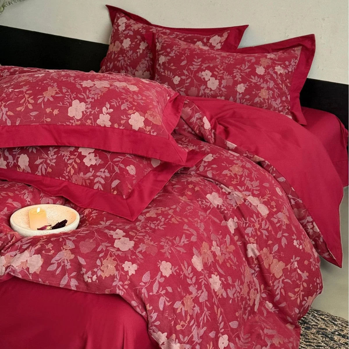 Bedding Set Cotton Satin Floral Jacquard 4-Piece