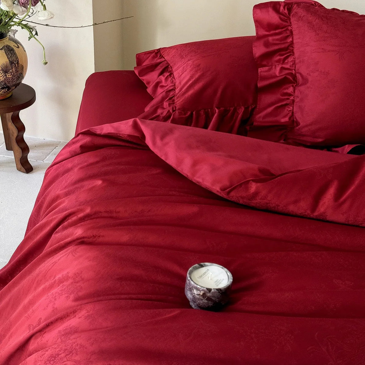 Bedding Set Cotton Satin Floral Jacquard 4-Piece
