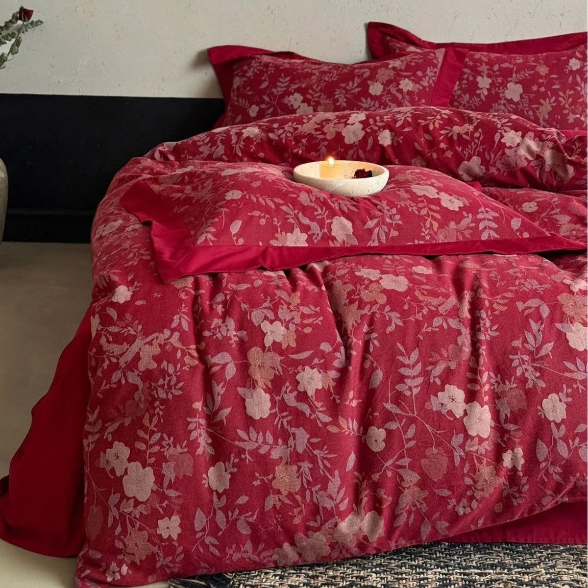 Bedding Set Cotton Satin Floral Jacquard 4-Piece