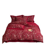 Bedding Set Cotton Satin Floral Jacquard 4-Piece