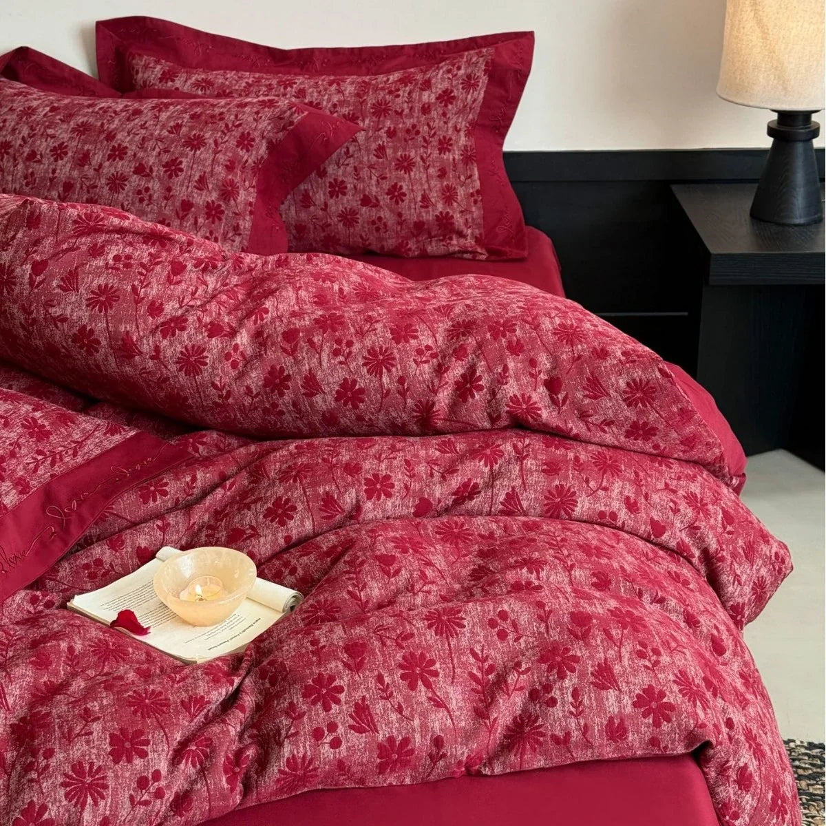Bedding Set Cotton Satin Floral Jacquard