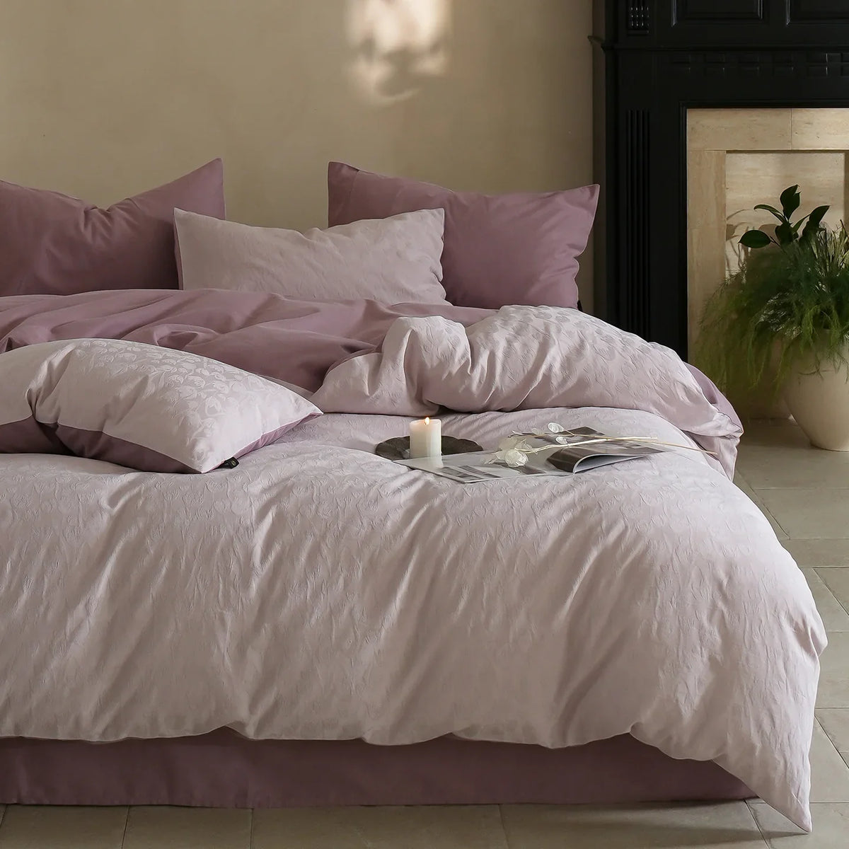 Bedding Set Cotton Satin Floral Jacquard Machine Washable
