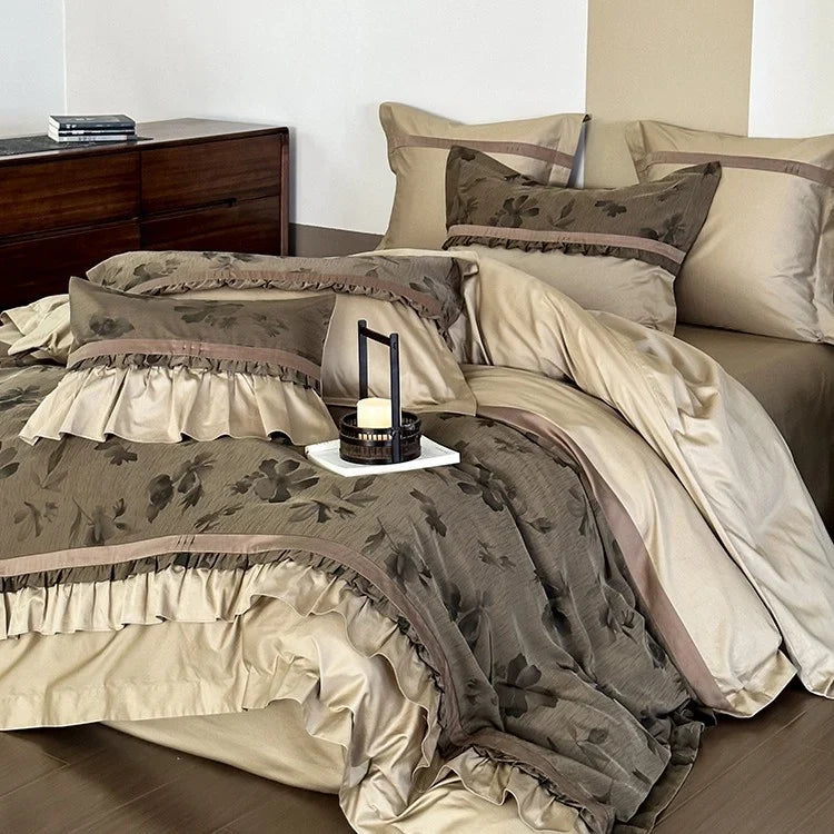 Bedding Set Cotton Satin Floral Jacquard Set of Four