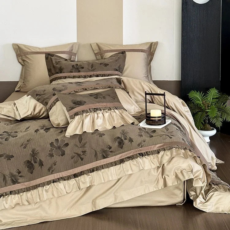 Bedding Set Cotton Satin Floral Jacquard Set of Four