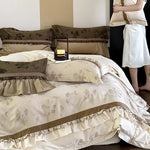 Bedding Set Cotton Satin Floral Jacquard Set of Four