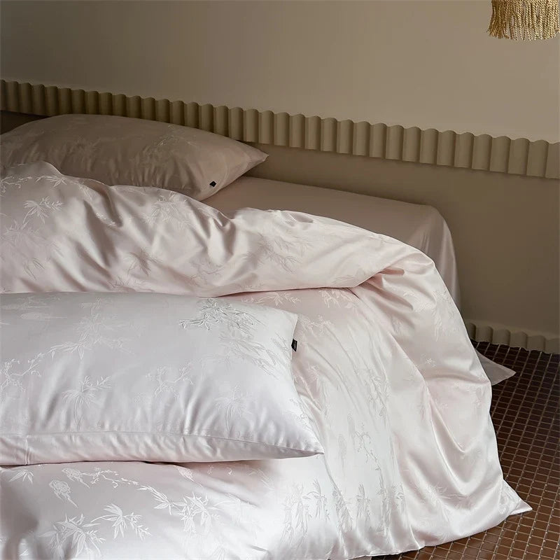 Bedding Set Cotton Satin Jacquard 4-Piece Concealed Zipper