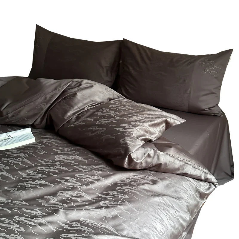 Bedding Set Cotton Satin Jacquard 4-Piece Concealed Zipper