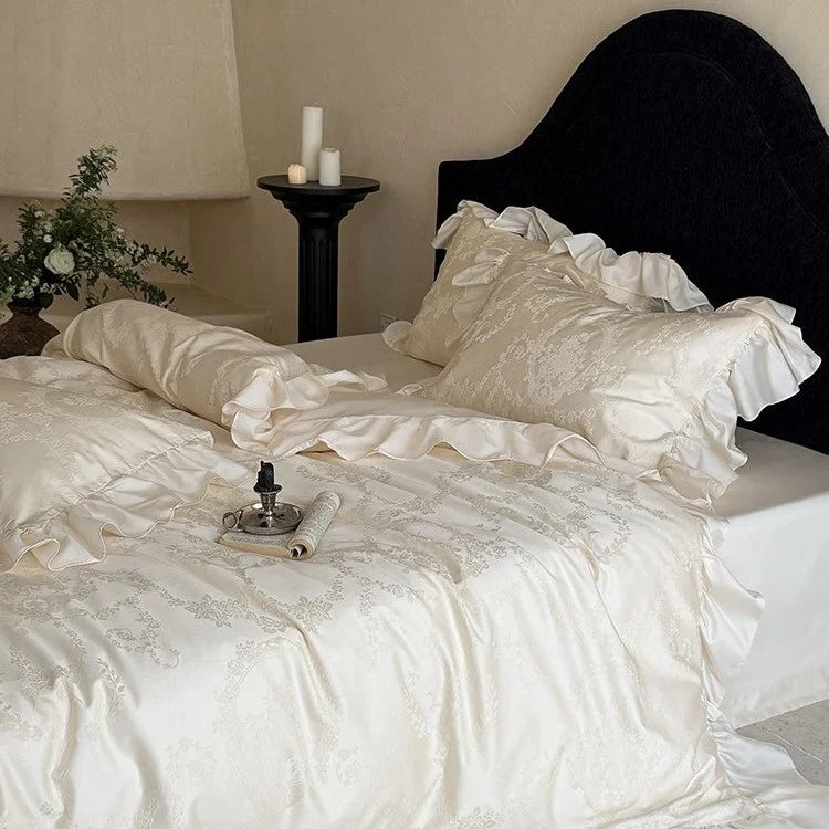 Bedding Set Cotton Satin Jacquard Floral 4-Piece