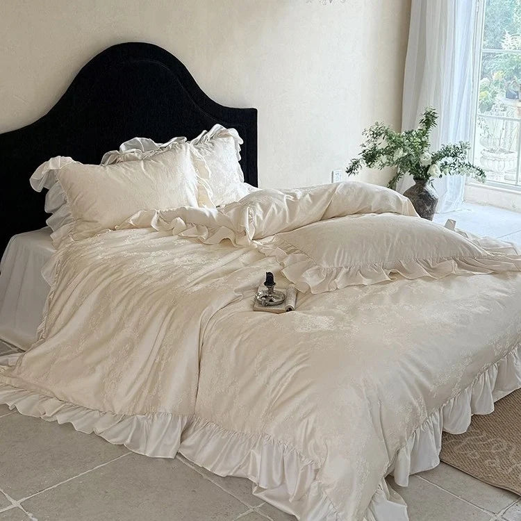 Bedding Set Cotton Satin Jacquard Floral 4-Piece