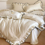 Bedding Set Cotton Satin Jacquard Ruffled 4-Piece