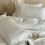 Bedding Set Cotton Satin Lace Embroidery Set of 4