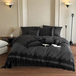 Bedding Set Cotton Satin Lace Embroidery Set of 4