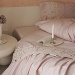 Bedding Set Cotton Satin Lace Ruffle 4-Piece