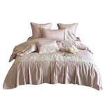 Bedding Set Cotton Satin Lace Ruffle 4-Piece