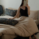 Bedding Set Cotton Satin Patterned Pillowcases with Zipper Closure
