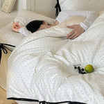 Bedding Set Cotton Satin Polka Dot Corner Ties