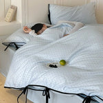 Bedding Set Cotton Satin Polka Dot Corner Ties