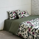 Bedding Set Cotton Satin Reversible Botanical Set of 4