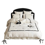 Bedding Set Cotton Satin Reversible Cherry Embroidery 4-Piece