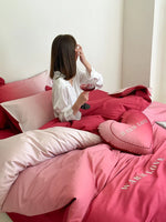 Bedding Set Cotton Satin Reversible Includes Heart Pillow