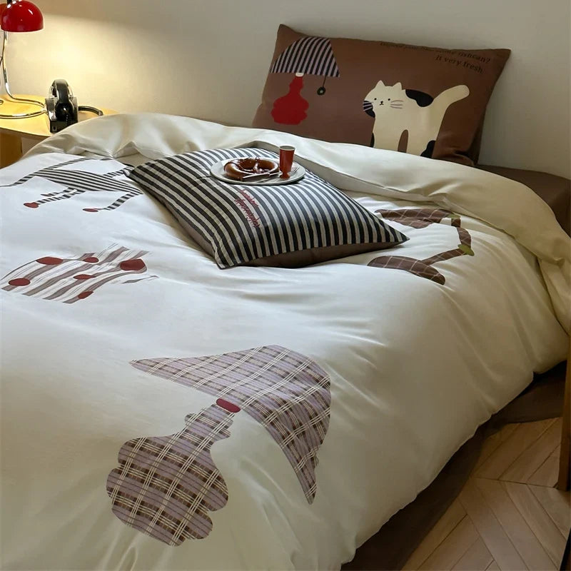 Bedding Set Cotton Satin Reversible Machine Washable