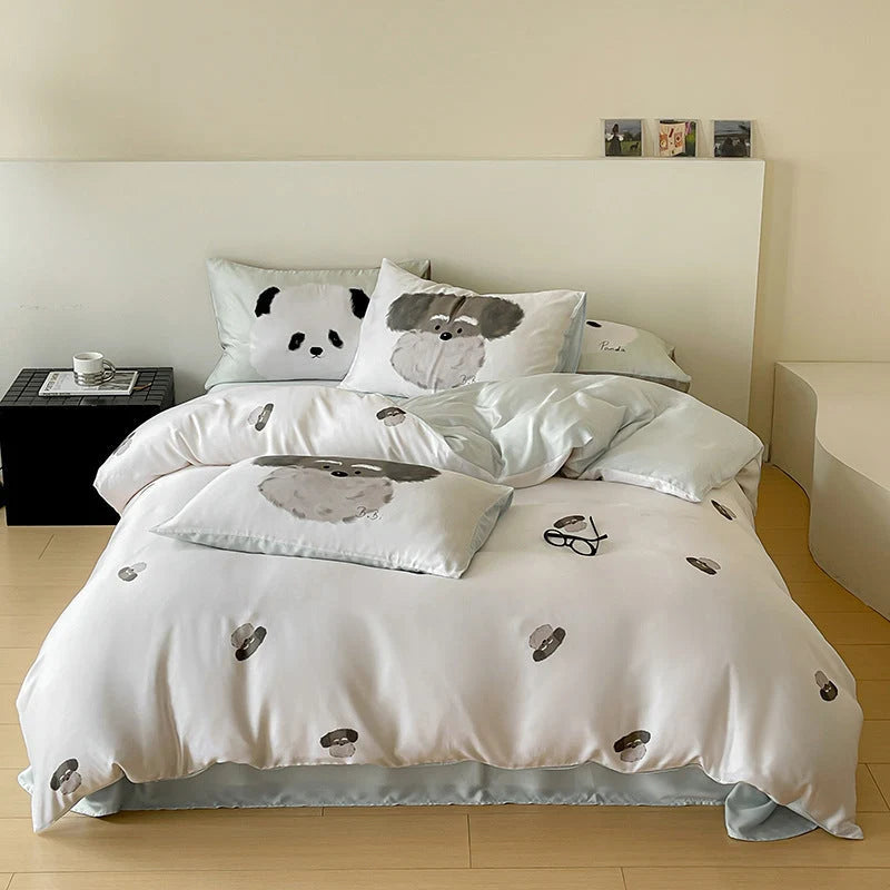 Bedding Set Cotton Satin Reversible Panda Design