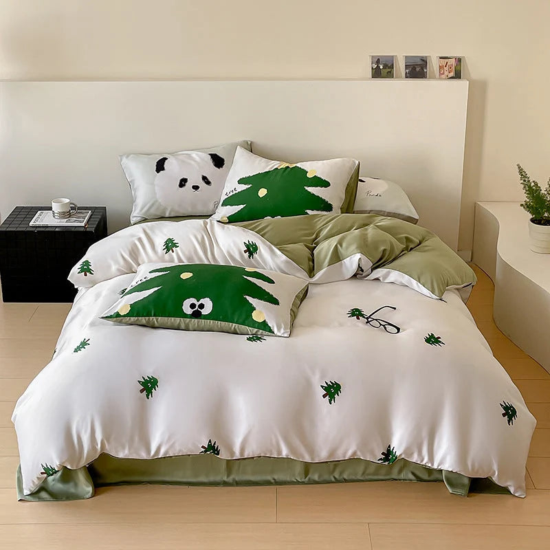 Bedding Set Cotton Satin Reversible Panda Design