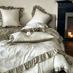 Bedding Set Cotton Satin Rose Embroidery 4-Piece Set