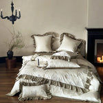 Bedding Set Cotton Satin Rose Embroidery 4-Piece Set