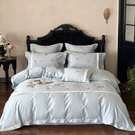 Bedding Set Cotton Satin Rose Embroidery Concealed Zipper