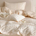 Bedding Set Cotton Satin Rosebud Embroidery & Lace Trim