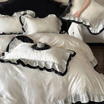 Bedding Set Cotton Satin Ruffle & Contrasting Edge