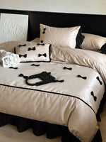 Bedding Set Cotton Satin Ruffles & Bows Four-Piece