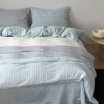 Bedding Set Cotton Satin Striped & Floral Machine Washable