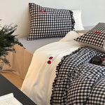 Bedding Set Cotton Satin Vichy Check Concealed Closures
