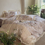 Bedding Set Cotton Satin Watercolor Floral 4-Piece Set