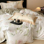 Bedding Set Cotton Satin Watercolor Rose Concealed Zipper