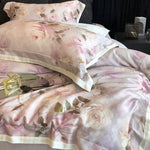 Bedding Set Cotton Satin Watercolor Rose Print