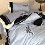 Bedding Set Embroidered Cotton Satin Concealed Zipper