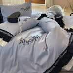 Bedding Set Embroidered Cotton Satin Concealed Zipper