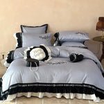 Bedding Set Embroidered Cotton Satin Concealed Zipper