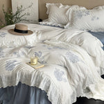 Bedding Set Embroidered Floral Breathable Cotton