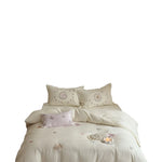Bedding Set Embroidered Vintage Rose 100% Cotton Machine Washable
