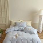 Bedding Set Embroidered Vintage Rose 100% Cotton Machine Washable